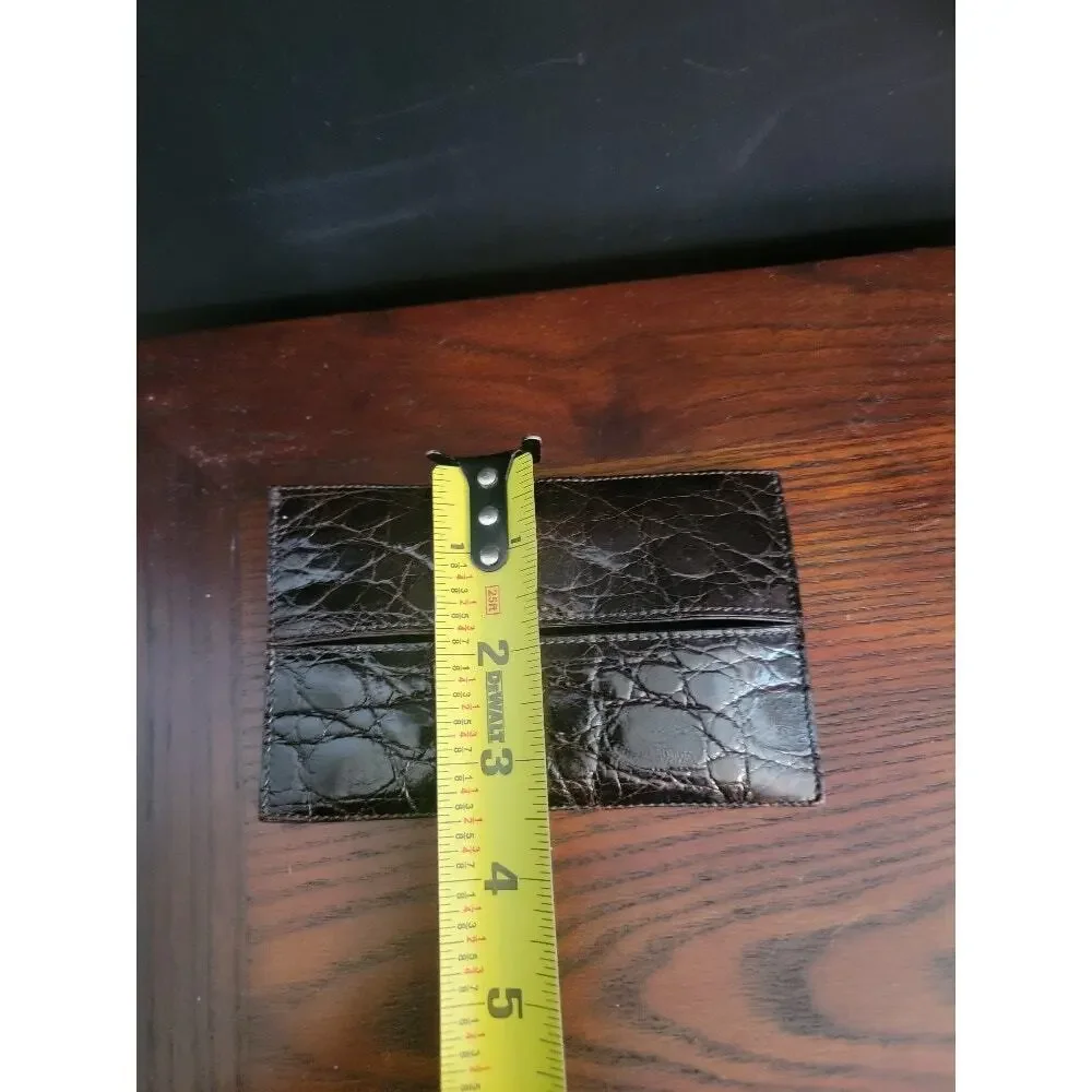 Card Wallet‎ Money Holder Men's Crocodile Leather Caddy Deep Brown/Black
